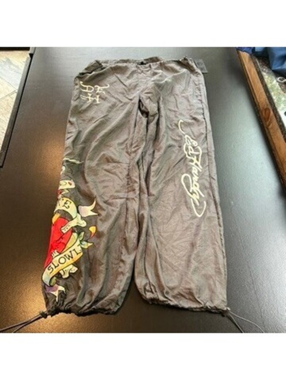 Vintage y2k designer Ed Hardy silver graphic jogger pants Brand new
